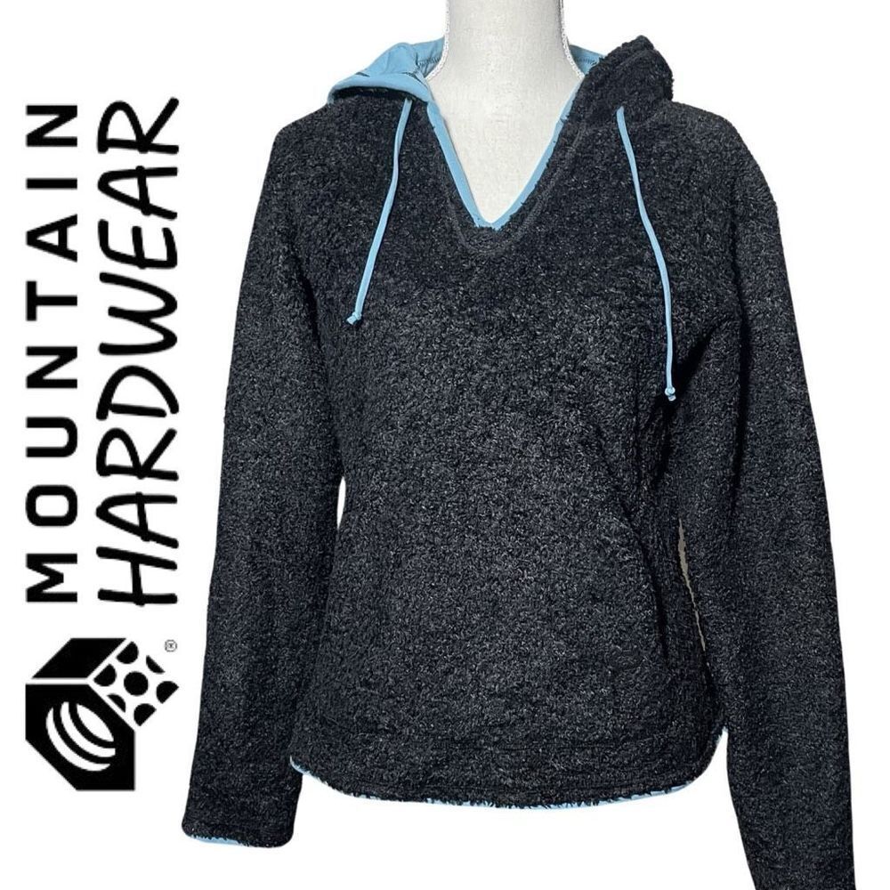 MOUNTAIN HARDWEAR Fuzzy Hooded Sweater, Silky Soft, Kangaroo pockets, Size S